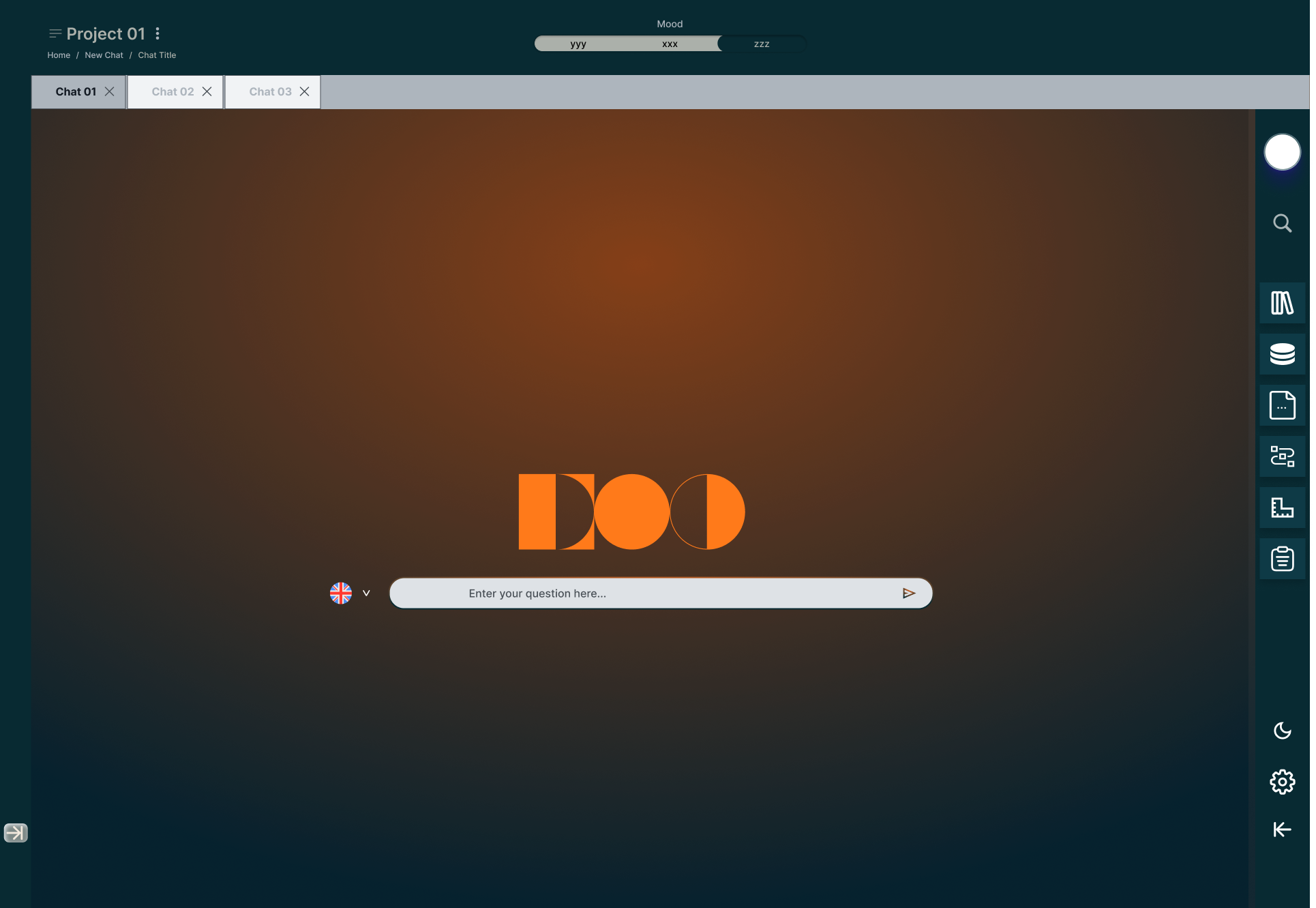 Collapsed chat interface with compact icon sidebar